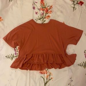 terra-cotta target shirt with ruffles